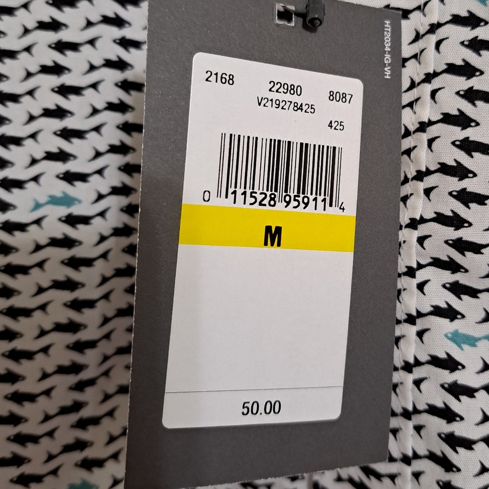 NWT Van Heusen Slim Never Tuck Shark Print Shirt M - Picture 5 of 6